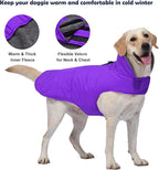 Dog Winter Coat, Waterproof Dog Jacket with Leash Hole, Reflective Adjustable Pet Snow Vest, Warm Fleece Sweater for Small Medium Large Dogs - Purple, S