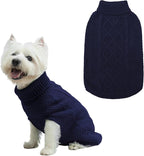 Mihachi Turtleneck Dog Sweater - Winter Coat Apparel Classic Cable Knit Clothes with Leash Hole for Cold Weather, Ideal Gift for Pet in New Year