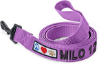 Pawtitas Personalized Dog Leash - Embroidered Customize Leash with Your Pet's Name & Phone Number - 6 ft Long, Purple Orchid Custom Tag