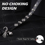 EXPAWLORER Halloween Cat Collar for Girl Boy- Adjustable Leather Pet Collar with Safety Elastic Belt,Personalized Punk Accessories Buckle Collars with Bell & Durable D-Ring, Skull(Black)