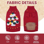 BRKURLEG Christmas Dog Sweaters for Cold Weather, Soft Warm Turtleneck Sweaters for Medium Large Dogs, Xmas New Year Pet Knitted Sweatshirt Outfit for Boston Terrier, Beagle (Red, L)