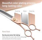 Fenice Peak Professional Curved Chunker Dog Grooming Scissors 7.0'' Rose Gold Thinning Shears Extremely Sharp Blades 440C Stainless Steel Thinning Shears Durable Smooth Fine Cut for Dogs and Cats.