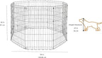 Amazon Basics Foldable Octagonal Metal Exercise Dog Playpen - Indoor/Outdoor, No Door, Medium (8 Panels, 24 x 36), Easy to assemble, store, and customize, 36" - Medium, Black