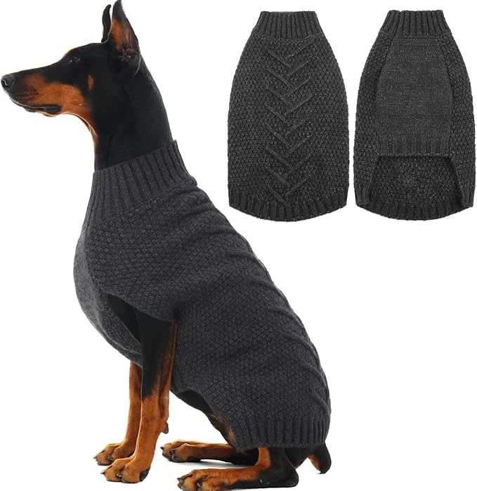 IECOii Extra Large Dog Sweater, XXXL Dog Sweater for Large Dogs Girl Boy, Xmas Pet Holiday Sweaters Large Size, Warm Doggy Christmas Knitwear Big Dogs Sweater for Labrador, Doberman, DarkGrey-3XL