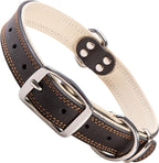 ADITYNA Heavy-Duty Leather Dog Collar for Extra-Large Dogs - Soft Padded for Comfort - Big Black Dog Collar for Walking, Training, and Hiking