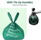 125 Count Cat Poop Bags with Handle, 100% Compostable & Biodegradable for Kitty Dog Pet Waste, Cornstarch-Based Disposable Litter Trash Bag, Extra-Thick, Leak Proof, Easy to Tie, Unscented