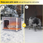 Aivituvin Heated Dog House with Insulated Liner for Winter, Waterproof Dog Kennel for Small Medium Large Dog with All-Around Iron Frame