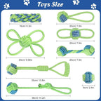 ETACCU 8 Pack Dog Rope Toys for Puppy & Small Dogs ， Puppy Rope Toy for Aggressive Chewers, Indestructible，Keeping Dogs from Being Bored- Green