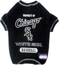 MLB Chicago White SOX Dog T-Shirt, Medium. - Licensed Shirt for Pets Team Colored with Team Logos. - Premium Stretchable Materials for The Comfort of Your Dog & cat.