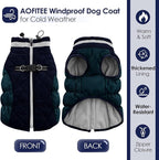 AOFITEE Dog Coat, Warm Dog Winter Coat, Reflective Cold Weather Dogs Puffer Jacket with Harness Built in, Waterproof Pet Fleece Vest Snowsuit for Small Medium Large Dogs, Navy L