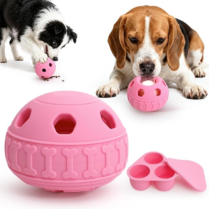 IFOYO Frozen Treat Dog Toy Ball for Small to Medium Dogs, Silicone Enrichment Dog Toys to Keep Them Busy, Reduce Anxiety, Puzzle Treat Dispensing Dogs Toys for Slow Food Training, Easy to Clean