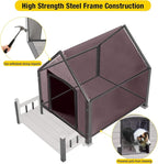 Dog House Outdoor, Insulated Dog Kennel Outside for Large Breed, 50.87" L Weatherproof Large Dog Shelter with Anti-Chewing Iron Frame (White, 45" D x 32.9" W x 32.6" H)
