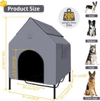 48'' Outdoor Dog Houses for Large Dogs Outside, Weatherproof Large Dogs House with Textilene Elevated Dog Bed, Breathable Dog Tent, Dog House Outdoor X-Large Breed with Windows and Sunshades