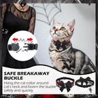 EXPAWLORER Cat Collar Breakaway,Adjustable Soft Velvet Cat Collar with Cross Accessory and Bell,Safety Quick Release Gothic Style Pet Collar for Cat,Kitten,Small Dog