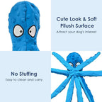 4 Pack Squeaky Dog Toys - Octopus Plush Dog Toys for Aggressive Chewers, No Stuffing, Crinkle, Durable Interactive, 4 Colors