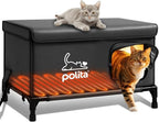 Rugged Heated Cat House for Outdoor Cats in Winter, Extremely Insulated & 100% Weatherproof, Elevated Feral Cat Shelter with Waterproof Eaves & Safe Escape Door for Stray & Barn Cats