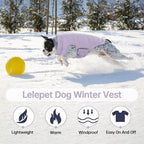 Lelepet Reversible Dog Coat Waterproof Dog Jacket Windproof Puffer Vest for Winter Warm Lightweight Coats for Small Dogs Adjustbale Hook & Loop Pet Apparel with Leash Hole, Chihuahua, Purple, XS