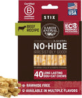 Earth Animal No Hide Stix - Long Lasting Rawhide Free Small Dog Chews Sticks, Beef - 40 Count Extra Value Pack