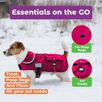 Joyride Harness FrostFlex Dog Winter Jacket - Fleece Lined & Water-Resistant - Snowsuit with Pockets for Treats & Poop Bags - Durable Cold Weather Dog Coat - Pink Berry-M