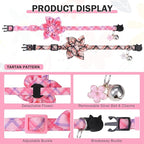 Cat Collar with Bells- Breakaway Cat Collar for Girl Cats- Flower Cat Collars with Removable Floral Safety Buckle- Cute Kitten Collar Adjustable 8"-12" for Kitty Puppy and Small Pets