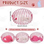 Jecery 5 Pcs Halloween Cat Spring Balls Toys Stretchable Rolling Balls Colorful Playful Coils Interactive Spring Action Toy Caged Rats for Kitten Cat Pet Supplies(Mouse,Pink,5 Pcs)