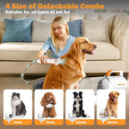 Pet Grooming Kit with Vacuum, All-in-1 Professional Deshedding Tools for Dogs & Cats - Low Noise Dogs Vacuum Cleaner with 2L Large Capacity Dust Cup for Shedding Pet Hair