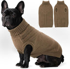 Dog Sweaters for Small Dogs Male Female Pet Knitwear Classic Puppy Warm Pullover Turtleneck Cold Weather Clothes for Chihuahua(Brown, XS)