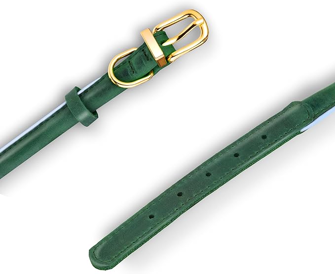 OOPSDOGGY Reflective Rolled Leather Dog Collar Adjustable Soft Padded Pet Collar for Small Medium Large Breed Dogs (Green, XXL, 20"-24")