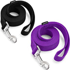 AMAGOOD 6 FT Puppy/Dog Leash, Strong and Durable Traditional Style Leash with Easy to Use Collar Hook, Great for Small, Medium and Large Dogs (1" x 6 ft, Black and Purple (2-Pack))