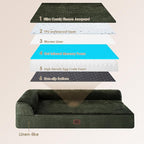 EHEYCIGA Memory Foam Dog Bed Large Sized Dogs, Waterproof Dog Bed Orthopedic with Washable Removable Cover, Non-Slip Pet Bed Couch, 36x27x6 Inches, Dark Green