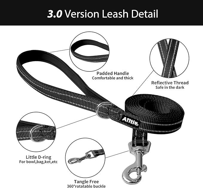 AIITLE Easy Walk Dog Harness and Leash Set - Pet Supply No Pull, Step in Adjustable Pet Harnesses with Padded Vest for Summer, No Choke Over, Easy to Put on Medium Dogs Black L