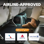 Top Load Medium Cat Carrier Private Curtain, United Approved TSA Pet Travel Crate Suitcase, Soft-Sided Small Dog Vet Friendly Carry Bag 18 x 11 x 11 Inch Delta, American Airline Undereat Teal