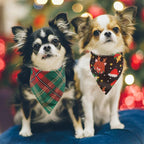 SCENEREAL Christmas Dog Bandanas 2 Pack, Puppy Xmas Santa Claus Elk Triangle Bibs Handkerchief, Reversible Holiday Dog Bandana for Boy and Girl, Premium Pet Scarf for Small Medium Large Dogs XL