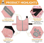 Queenmore Dog Winter Coat, Fleece Puffer Dog Down Vest, Cold Weather Pet Jacket for Dogs, Waterproof Reflective Reversible Dog Sweater Clothes for Small, Medium and Large Dogs (Light Pink, L)