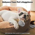 Crinkle Dog Toys Squeaky Plush No Stuffing Cute Puppy Stuffless Tough Rop Pull Toy, Fun Dog Stuffed Animals Durable Chew Set for Small Medium Large Pup (Large, Dark Brown+Brown Squirrel)