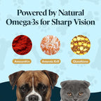 Vision Chews Eye Supplements for Dogs & Cats, Natural Chicken Flavor, Contains Omega 3, Lutein, Antioxidants, & More, Cat & Dog Eye Supplements, No Preservatives, Made in USA, 1 Bag, 30 Chews