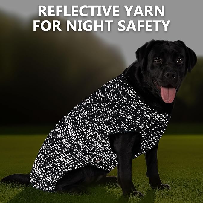 KYEESE Dog Sweater with Leash Hole Warm Pullover with Reflective Yarn for Small and Medium Dogs Male Soft Knit Pullover Boy Dog Coats Cozy Lightweight Thick Sweater,Grey,Large