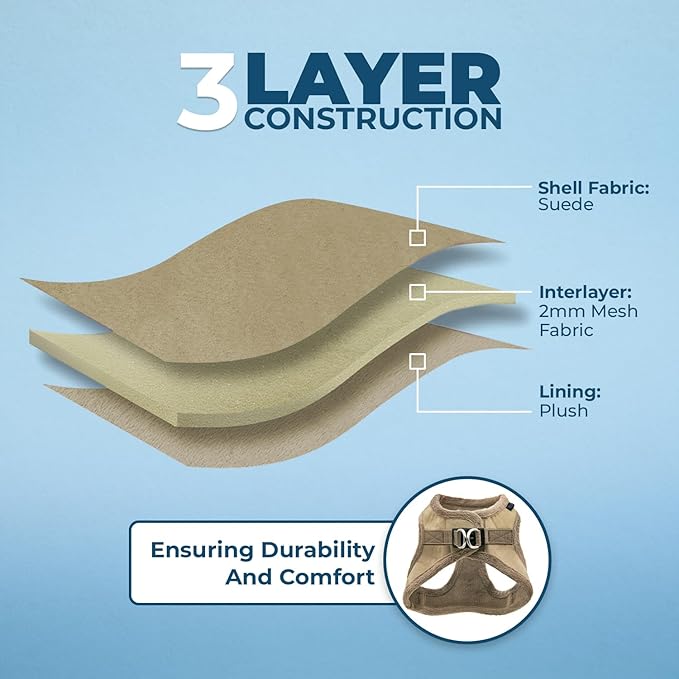 Voyager Step-In Plush Dog Harness – Soft Plush, Step In Vest Harness for Small and Medium Dogs by Best Pet Supplies - Harness (Latte Suede), M (Chest: 16 - 18")