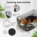 Miguel Washable Cat Beds for Indoor Cats with Removable Cushion, Easy to Wash Small Pet Sofa Bed with Side, Rectangle Bolster Kitten Bed Calming Cuddle Puppy Bed with Anti-Slip Bottom, Gray 20 Inch