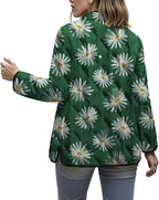 LIZALIG Women's Cropped Puffer Jacket Lightweight Floral Print Long Sleeve Padded Quilted Puffy Cardigan Coat