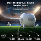 uahpet Automatic Ball Launcher for Dog with Obstacle Detection, 4 Adjustable Distances Ball Thrower Launcher for Medium & Large Dogs with 2 Balls (2.5 inches)