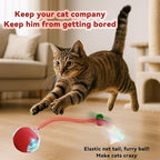 Interactive Cat Toys for Indoor Cats, Automatic Cat Toy with Elastic Mesh Tail, Electric Rolling Ball on Carpet, Chirping and Motion Activate Cat(Grey)