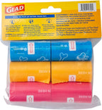 Glad for Pets Scented Waste Bags, Tear Resistant Pet Poop Pick-up Bags with Leak Protection, Lemon Scent, Multicolor Designs, 6 rolls, 90 bags total