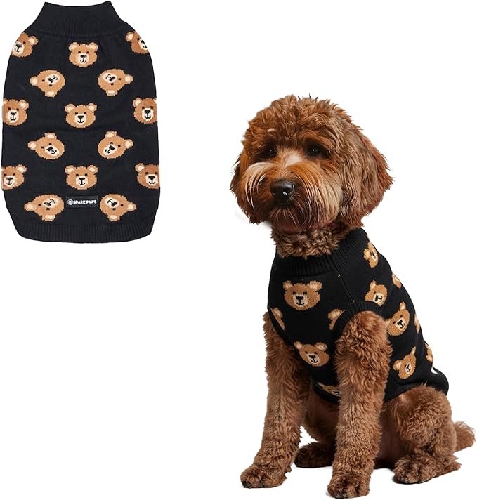 Spark Paws Knit Dog Sweater – Ultra Soft Warm Winter Dog Sweater for Small, Medium & Large Dogs – Stretch Fit Pet Sweater for French Bulldog, Pitbull, Girl & Boy Dogs Jacket, (Broken Teddy, 2XL)