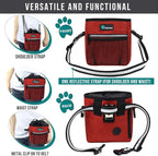 PetAmi Dog Treat Pouch, Pet Treat Pouch for Training, Dog Walking Bag Holder for Kibbles, Pet Food Toy, Dog Trainer Essentials Supplies, Poop Bag Dispenser, 3 Ways to Wear (Red)