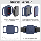 DDJ 2-Pack Dog Collar Holder for Tile Life360 Mate (2024) 2022 Tracker, Waterproof Silicone Cover Full-Body Protective Case for Tile Mate Tracker Cat Collar, Ultra Durable/Scratch Resistant,Navy Blaze