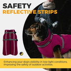 Lelepet Dog Winter Coat Waterproof Dog Jacket with Harness Built in Windproof Reflective Pet Coats for Small Medium Large Dogs, Thermal Fleece Lined Coats for Cold Weather Walking Hiking, Rose Red XXL