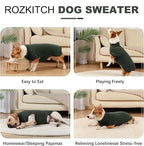 ROZKITCH Dog Winter Coat Soft Pullover Pajamas, Pet Windproof Warm Cold Weather Jacket Vest Cozy Jumpsuit Apparel Outfit Clothes for Walking Hiking Travel Sleep Green XL
