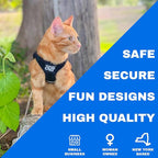 Travel Cat Harness and Leash Set - Adjustable Fit Mesh Cat Harness and Reflective Strap - Comfort Walking Vest for Kitten for Outdoor Walking, Hiking (Large, Black)