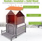 GUTINNEEN Heated Dog House for Outside Insulated Dog House Outdoor Weatherproof with Safe Heated Pad, Chew-Proof Metal Frame and Insulated Liner for Small to Medium Dogs, 32.9" L x 45" W x 32.6" H